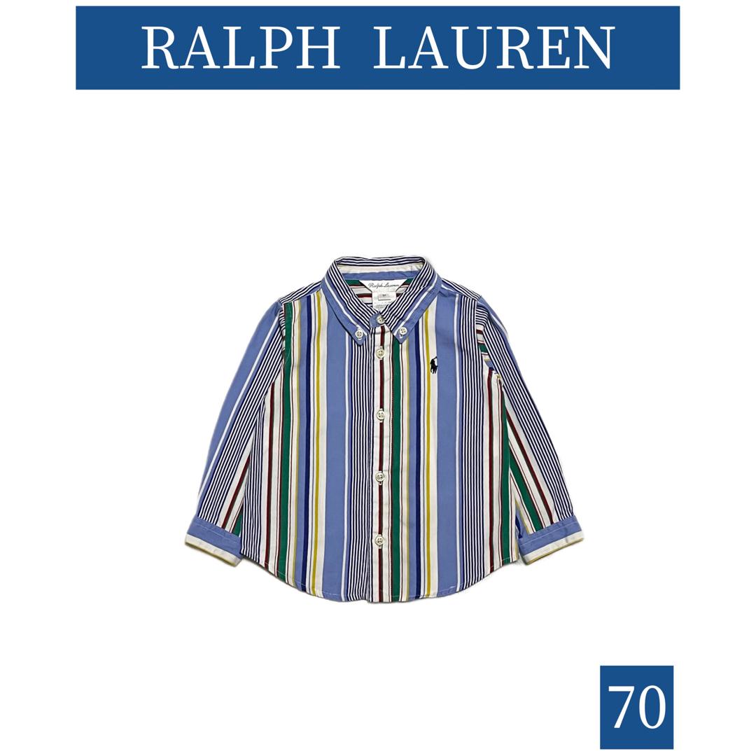 Ralph Lauren(ラルフローレン)のRALPH LAUREN/ラルフローレン ストライプ シャツ size70 キッズ/ベビー/マタニティのキッズ服男の子用(90cm~)(Tシャツ/カットソー)の商品写真