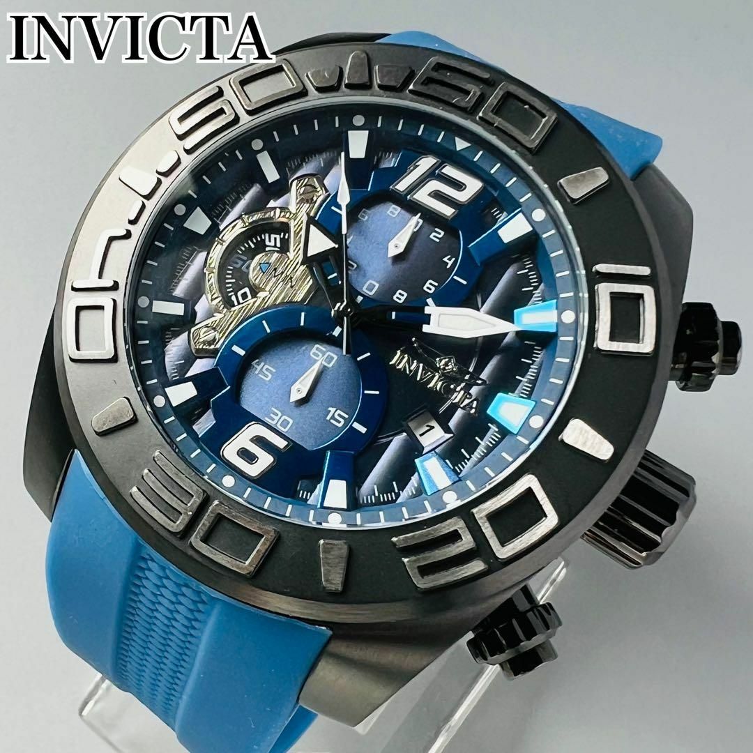INVICTA(インビクタ)のインビクタ 腕時計 メンズ ブルー ブラック 新品 クォーツ 青 ケース付属 メンズの時計(腕時計(アナログ))の商品写真