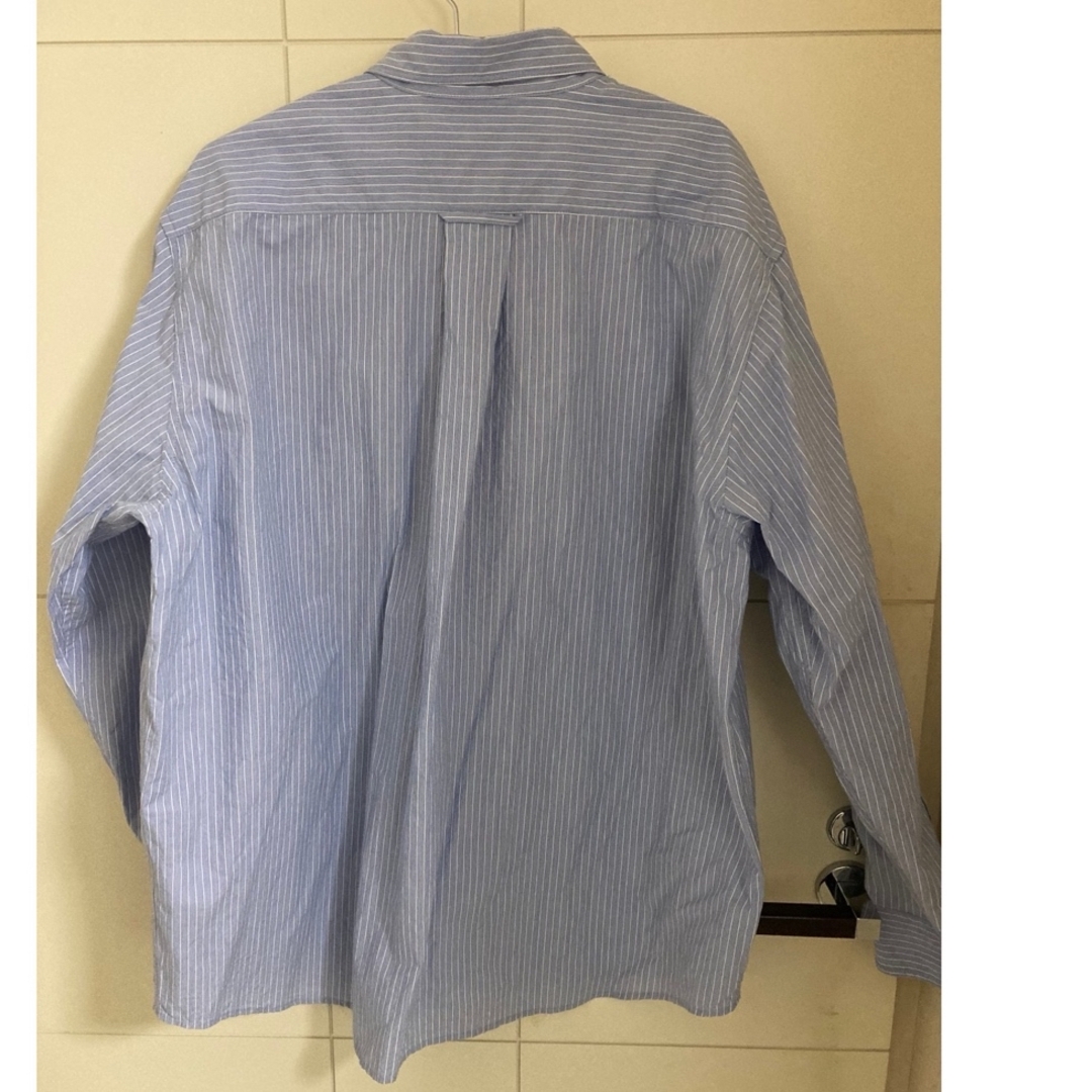 denier デニール/レギュラーカラーオーバーサイズシャツ  ブルーストライプ レディースのトップス(シャツ/ブラウス(長袖/七分))の商品写真
