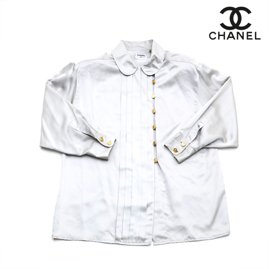 CHANEL(シャネル)のシャネル CHANEL シルク  サテン シャツ ブラウス レディースのトップス(シャツ/ブラウス(長袖/七分))の商品写真