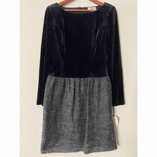 エムズグレイシー(M'S GRACY)の新品　未使用　M'S GRACY ワンピース　膝丈　キラキラ　ベロア(ひざ丈ワンピース)