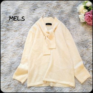 セレクト(SELECT)のMELS/メルス●ふわふわアンゴラ混♪【美品】ラメ入りボウタイ長袖シャギーニット(ニット/セーター)