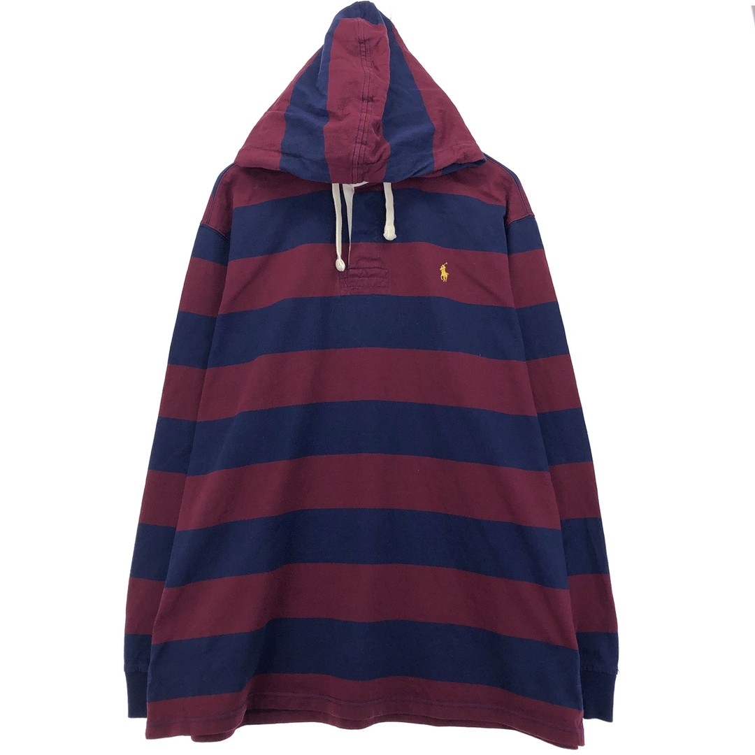 Ralph Lauren(ラルフローレン)の古着 ラルフローレン Ralph Lauren POLO by Ralph Lauren ボーダー柄 フード付き 長袖 ラガーシャツ メンズXXL /eaa414973 メンズのトップス(シャツ)の商品写真