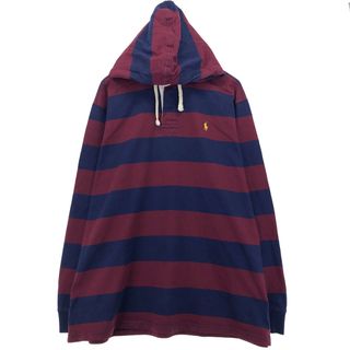 ラルフローレン(Ralph Lauren)の古着 ラルフローレン Ralph Lauren POLO by Ralph Lauren ボーダー柄 フード付き 長袖 ラガーシャツ メンズXXL /eaa414973(シャツ)