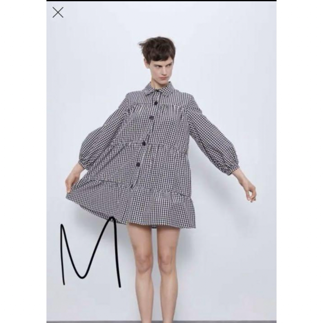 ZARA(ザラ)のZARA ギンガムチェックワンピース　Mサイズ レディースのワンピース(ミニワンピース)の商品写真