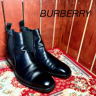 バーバリー(BURBERRY)のBURBERRY サイドゴアブーツ黒レザー27cm(ブーツ)