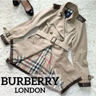 バーバリー(BURBERRY)の【BURBERRYLONDON】希少　レザー切り替え　ノバチェックトレンチコート(トレンチコート)