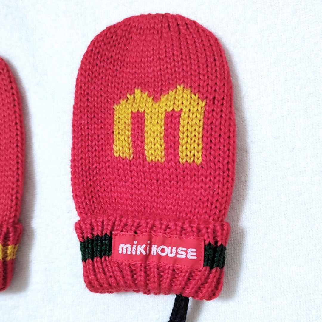 mikihouse(ミキハウス)の新品 ミキハウス L 手袋 ミトン 赤 レトロ ヴィンテージ 日本製 キッズ/ベビー/マタニティのこども用ファッション小物(手袋)の商品写真