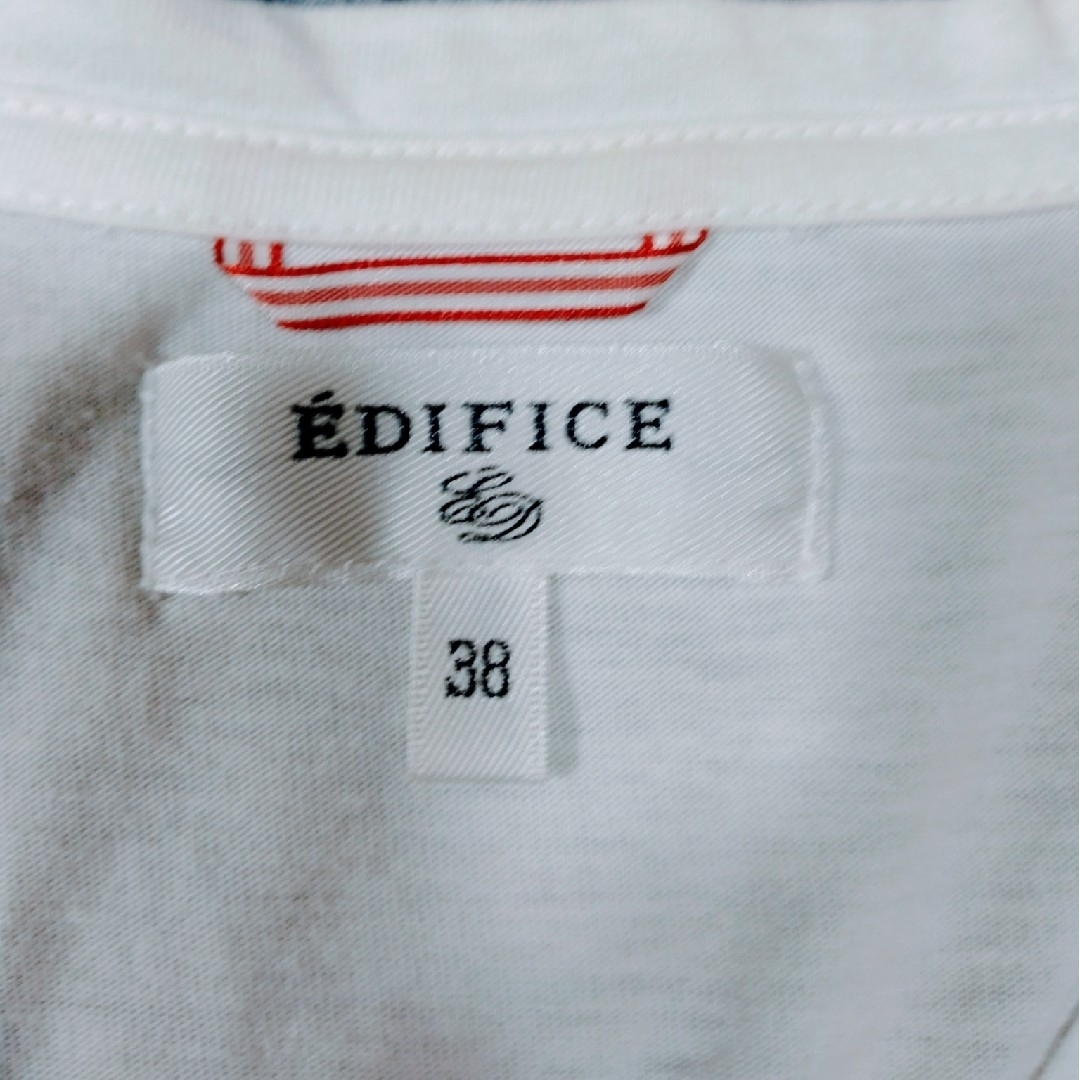 EDIFICE(エディフィス)のEDIFICE ホワイト Vネック ロングスリーブT 38 メンズのトップス(Tシャツ/カットソー(七分/長袖))の商品写真