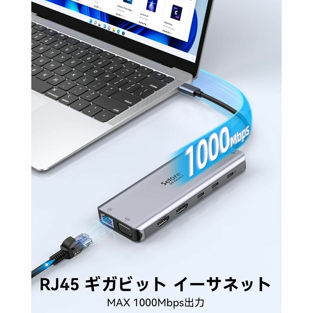 【14in1】USB C ドッキングステーション type-c ハブ スマホ/家電/カメラのPC/タブレット(PC周辺機器)の商品写真