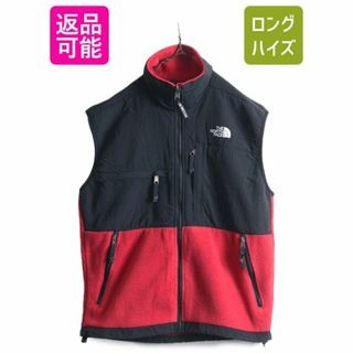 ザノースフェイス(THE NORTH FACE)の90s USA製 ノースフェイス デナリ ベスト メンズ S / オールド The North Face DENALI フリース ナイロン アウトドア 前開き 重ね着 黒 赤(ベスト)