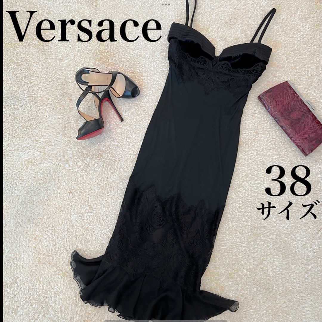 ワンピースドレス　ワンピース　Versace ヴェルサーチ　ロングドレス　ノースリーブ