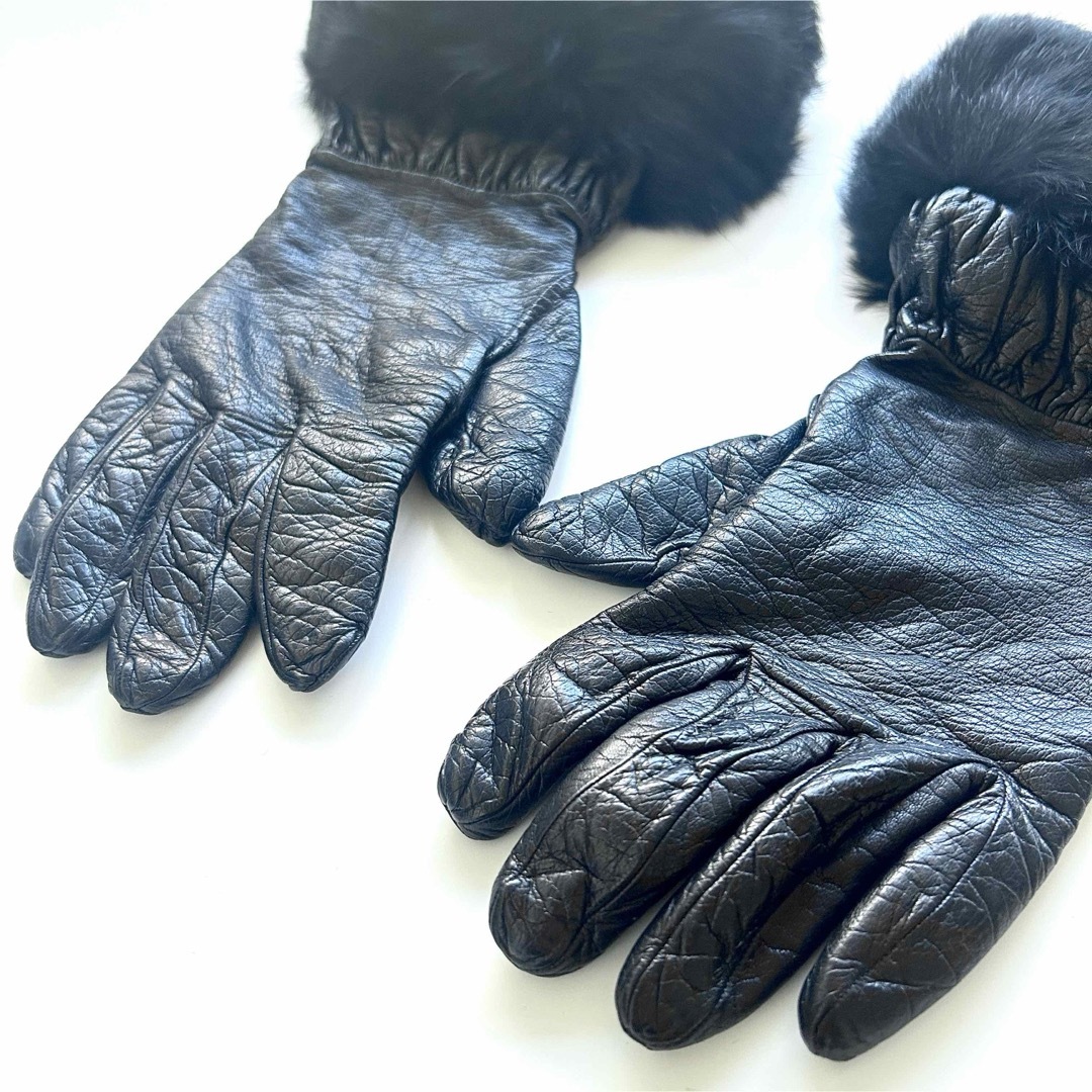 【美品】LOEWE ロエベ　グローブ　手袋　革ラム　ブラック　ファーレディース | フリマアプリ ラクマ