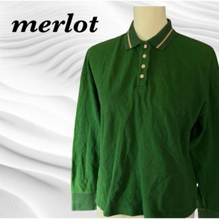 メルロー(merlot)のmerlot メルロー★長袖 ポロシャツ トップス レディース グリーン(ポロシャツ)