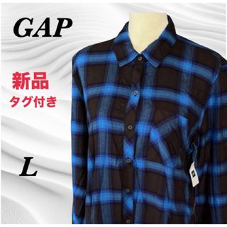 ギャップ(GAP)の新品 タグ付き GAP ギャップメンズ長袖シャツ チェック柄 古着 【L】(シャツ)