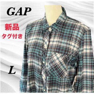 ギャップ(GAP)の新品 タグ付き GAP ギャップメンズ長袖シャツ チェック柄 古着 【L】(シャツ)