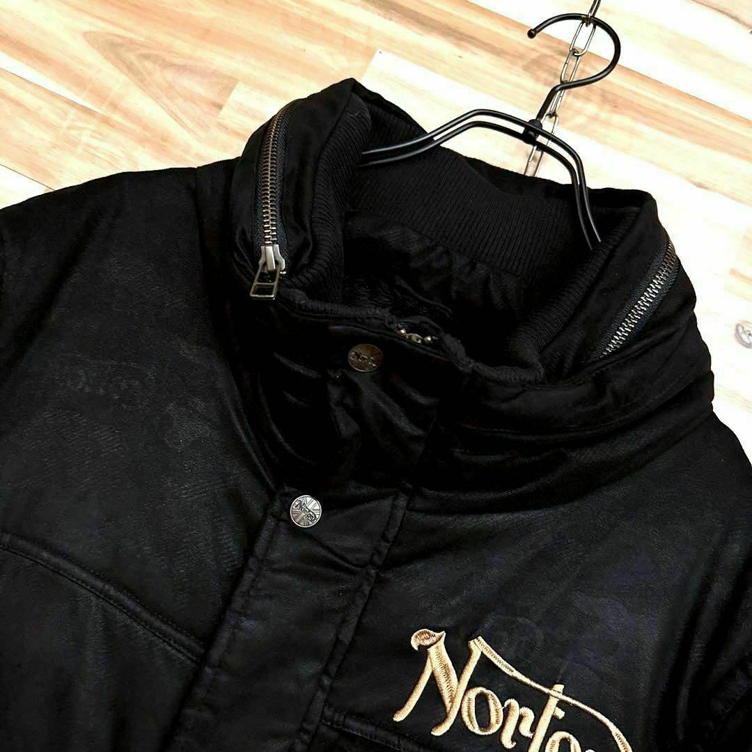 Norton(ノートン)の【ノートン】アーム ロゴ 中綿ダウン ジャケット フリース裏地ブルゾン XL 黒 メンズのジャケット/アウター(ブルゾン)の商品写真