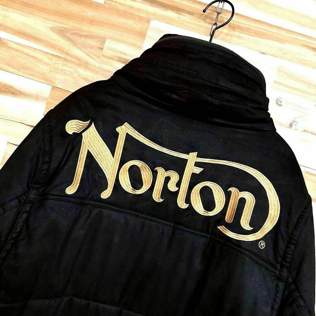 Norton(ノートン)の【ノートン】アーム ロゴ 中綿ダウン ジャケット フリース裏地ブルゾン XL 黒 メンズのジャケット/アウター(ブルゾン)の商品写真