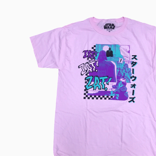 ディズニー(Disney)の【新品】スターウォーズ　メンズS シャツ　STARWARS 紫　アメコミ  (Tシャツ/カットソー(半袖/袖なし))