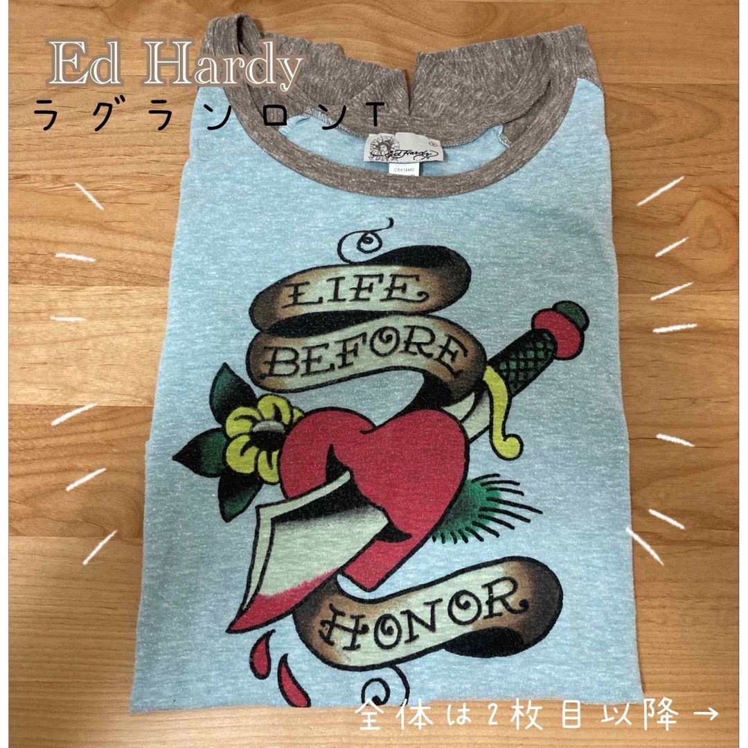 Ed Hardy(エドハーディー)のEd Hardy エドハーディ　ラグランロンT ドルマンスリーブ レディースのトップス(Tシャツ(長袖/七分))の商品写真