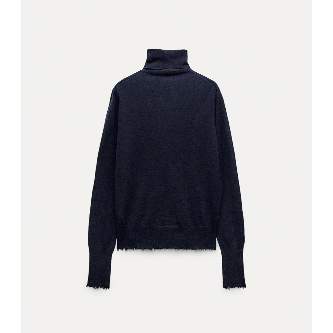 ZARA(ザラ)の新品タグ付！ZARA ザラ＊クラッシュ加工ニットタートル　ネイビー　S レディースのトップス(ニット/セーター)の商品写真