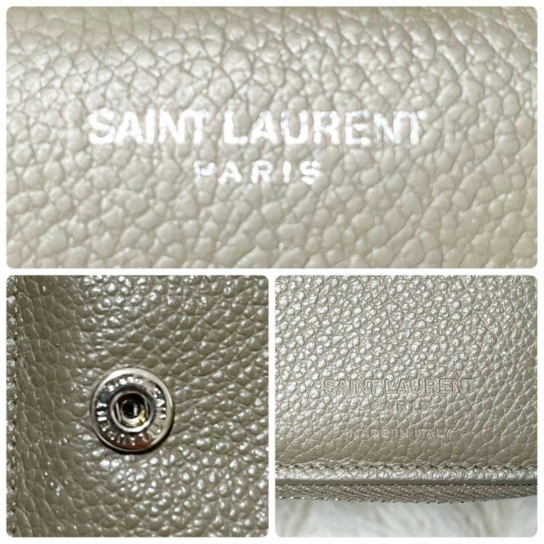Saint Laurent(サンローラン)の【✨付属品完備✨】サンローラン　二つ折り財布　小銭入れ付き　グレージュ レディースのファッション小物(財布)の商品写真