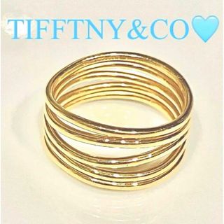 ティファニー(Tiffany & Co.)の美品★ティファニー★K18YG★エルサペレッティ★ウェーブ★リング★5ロウ★(リング(指輪))