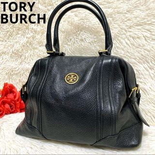 トリーバーチ(Tory Burch)の【良品】TORY BURCH ボストンバッグ シボレザー ベルト装飾デザイン(ハンドバッグ)