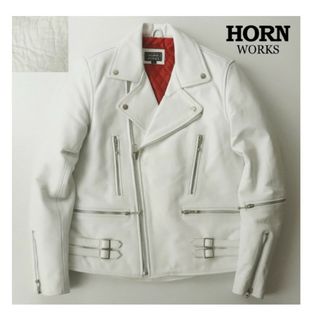 ホーンワークス(HORN WORKS)の【美品】新品価格5.9万円ホーンワークス 牛革中綿入りダブルライダースジャケット(レザージャケット)