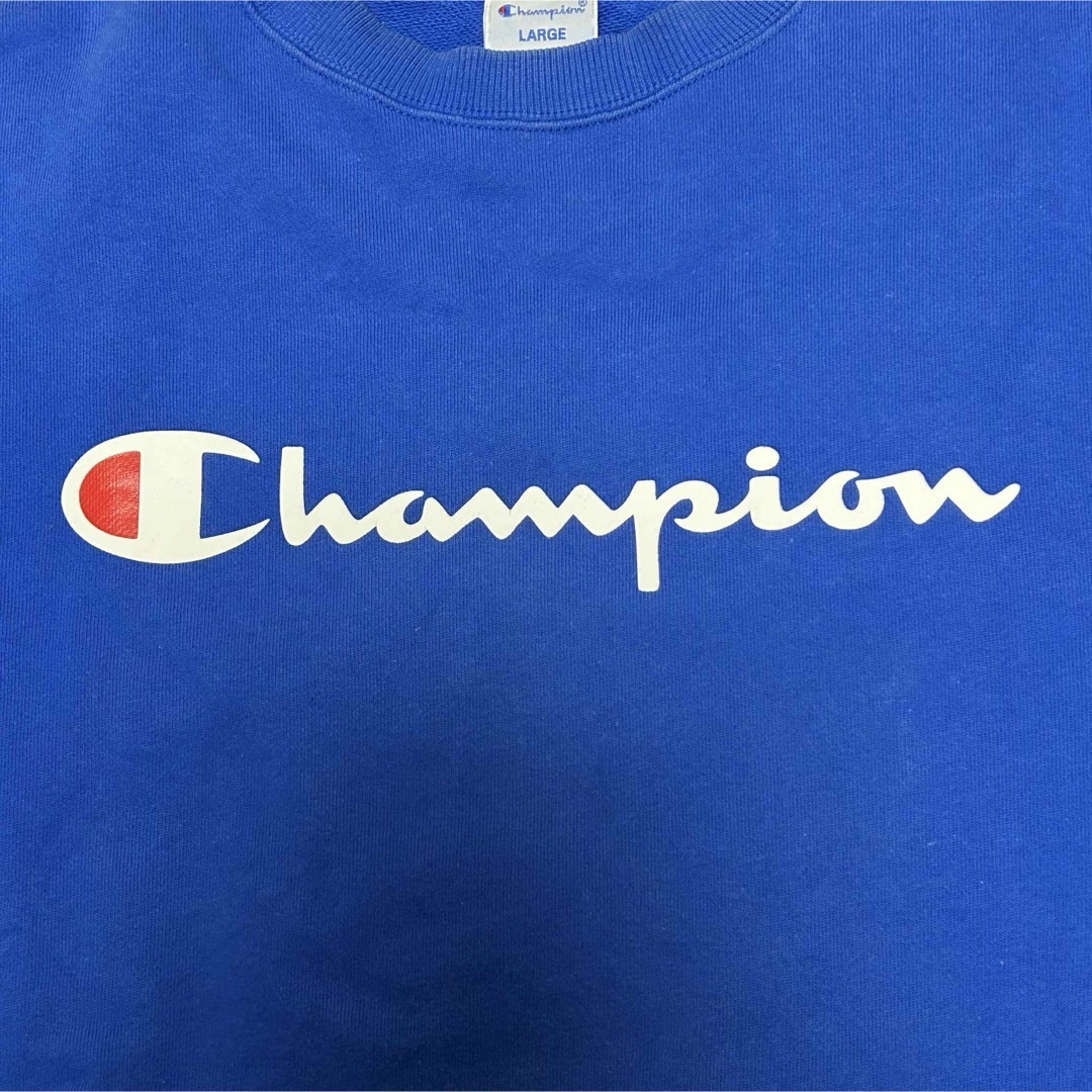Champion(チャンピオン)の【Champion】ビッグロゴ プリントトレーナー 青 Ｌ メンズのトップス(スウェット)の商品写真