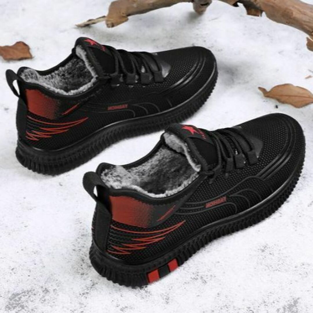 25cmレディース裏起毛スニーカーシューズ防寒ボアウィメンズ雪冬暖かい靴女性黒G レディースの靴/シューズ(スニーカー)の商品写真