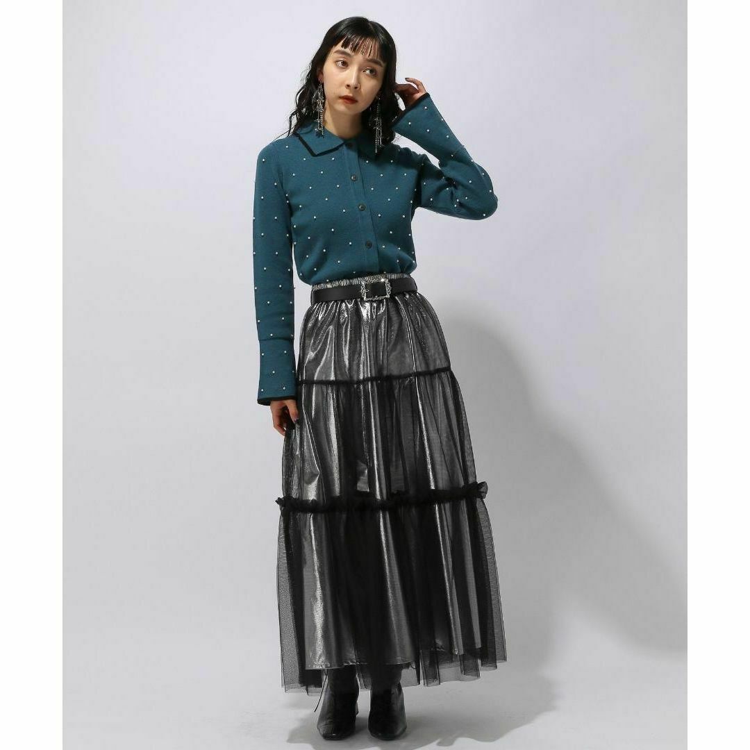 HARE(ハレ)の即日発送 新品 入手困難 HARE チュールレイヤーギャザースカート シルバー レディースのスカート(ロングスカート)の商品写真