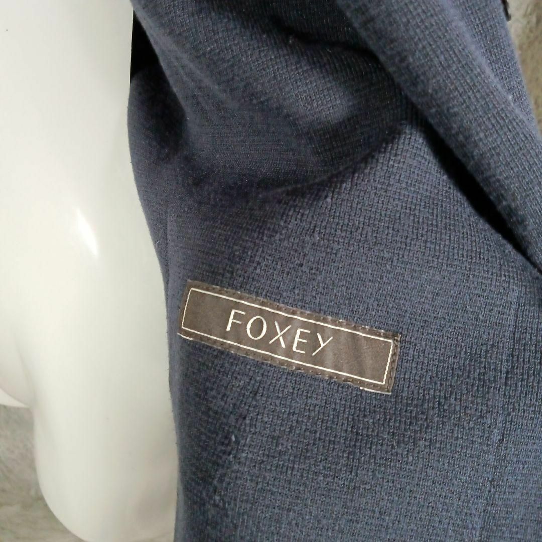 FOXEY(フォクシー)の16-233超美品　フォクシー　テーラードジャケット　38　コットン系　ネイビー レディースのジャケット/アウター(テーラードジャケット)の商品写真