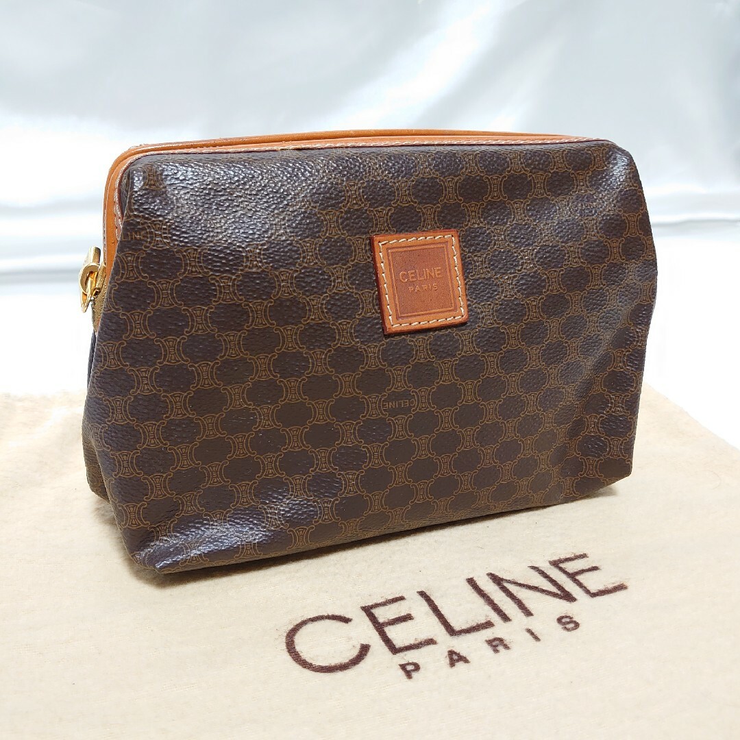 極美品 CELINE マカダム柄 ポーチファッション小物