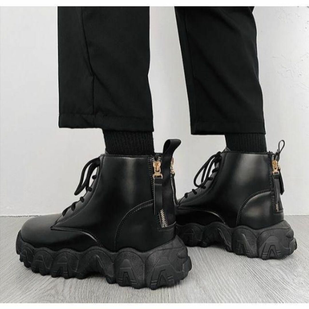 25.5cm10cm身長UPシークレットブーツシューズ厚底メンズチャンキーソール メンズの靴/シューズ(ブーツ)の商品写真