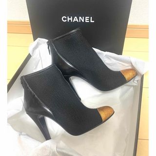 CHANEL - 完売レア　シャネル　バイカラーメッシュブーティー　ショートブーツ　ゴールド金具