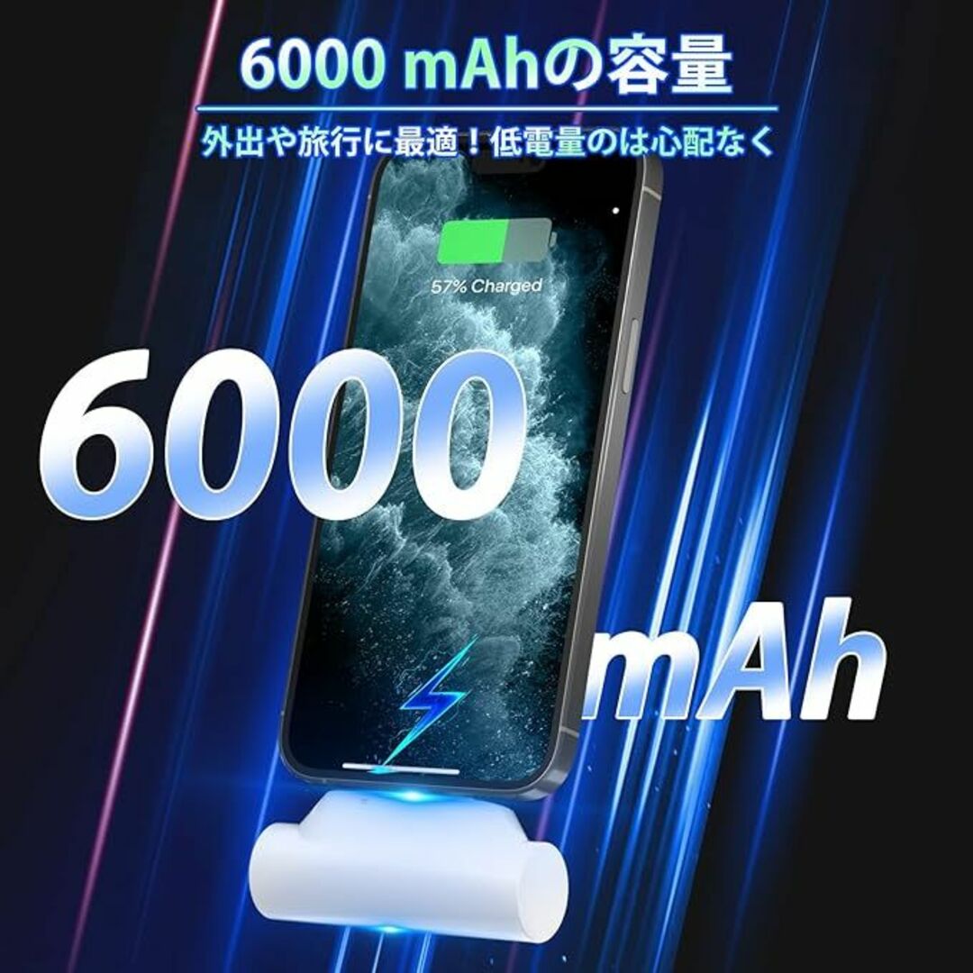 【6000mAh】MOSMEE モバイルバッテリー Type-C スマホ/家電/カメラのスマートフォン/携帯電話(バッテリー/充電器)の商品写真