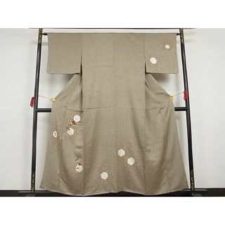 平和屋川間店■訪問着　絞り　草花文　銀彩　着丈153.5cm　裄丈63.5cm　正絹　逸品　A-br4393(着物)