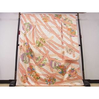 平和屋川間店■豪華振袖　駒刺繍　花丸文　金彩　ロング丈　着丈171.5cm　裄丈64.5cm　正絹　逸品　A-ja3225(振袖)