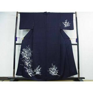 平和屋川間店■訪問着　流水草花文　銀彩　逸品　mz1183(着物)