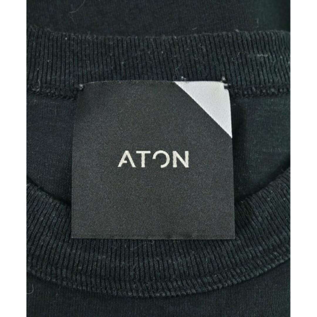 ATON(エイトン)のATON エイトン Tシャツ・カットソー 2(M位) 黒 【古着】【中古】 レディースのトップス(カットソー(半袖/袖なし))の商品写真