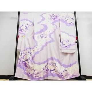 平和屋川間店■豪華振袖　駒刺繍　絞り　霞取り草花文　銀彩　やまと誂製　着丈163cm　裄丈66cm　正絹　逸品　A-zi5045(振袖)