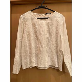 ザラ(ZARA)のレースコットンシャツ　Lサイズ　白(シャツ/ブラウス(長袖/七分))