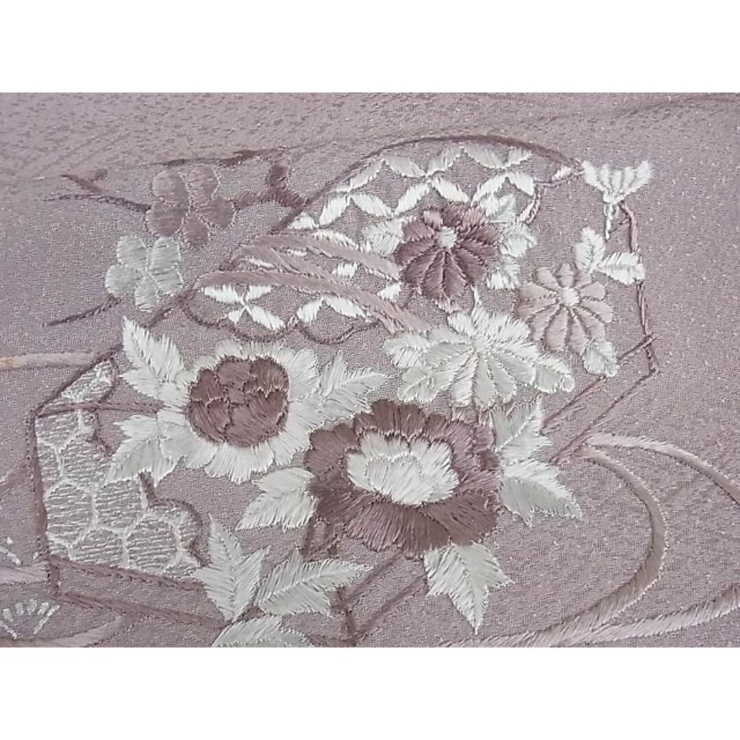 平和屋野田店■訪問着　刺繍　流水花文　暈し染め　銀彩　着丈160cm　裄丈65.5cm　正絹　逸品　A-ex4930 レディースの水着/浴衣(着物)の商品写真