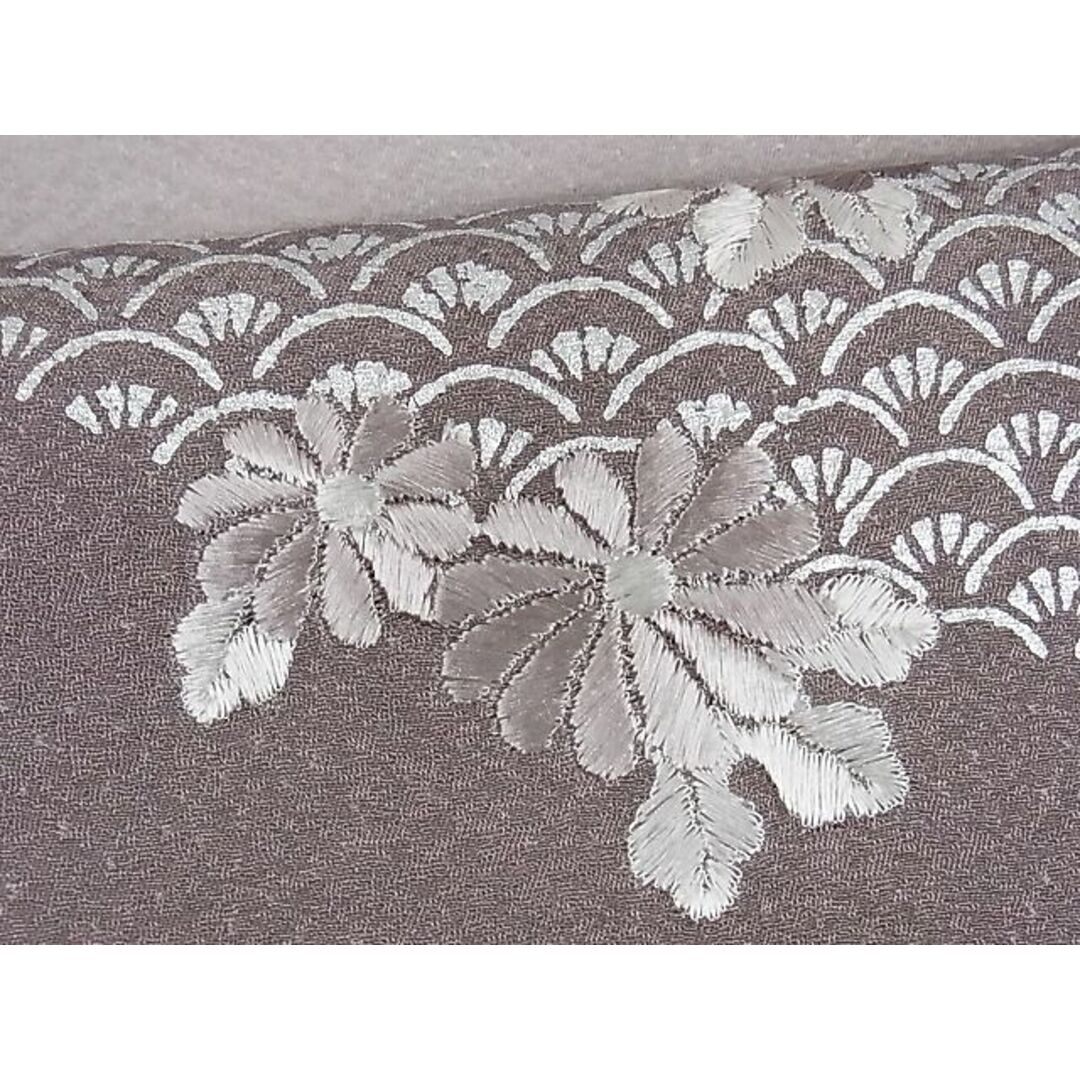 平和屋野田店■訪問着　刺繍　流水花文　暈し染め　銀彩　着丈160cm　裄丈65.5cm　正絹　逸品　A-ex4930 レディースの水着/浴衣(着物)の商品写真