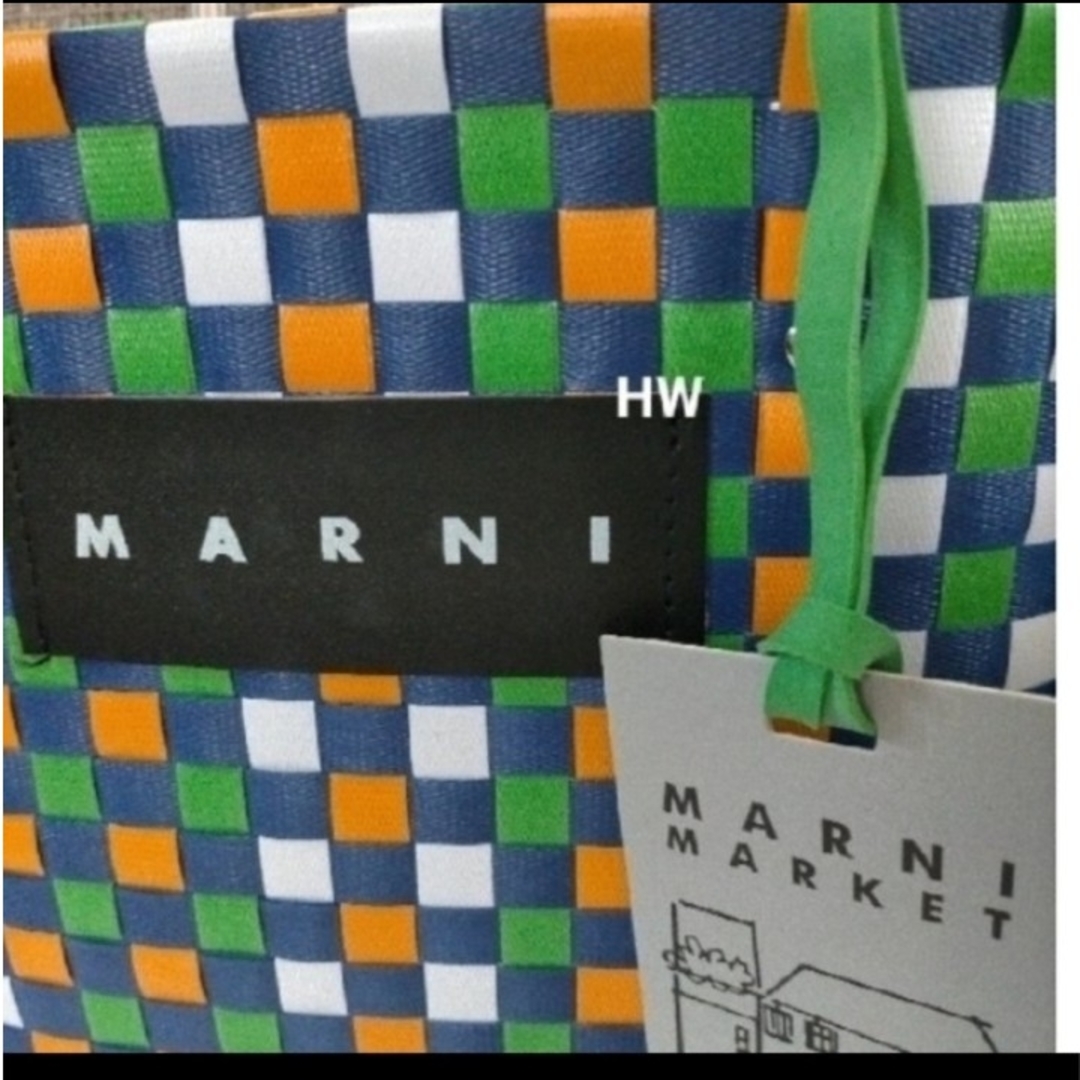 Marni(マルニ)のゴルドセール マルニ カゴバッグ オレンジ ブルー ピクニック お出かけ レディースのバッグ(かごバッグ/ストローバッグ)の商品写真