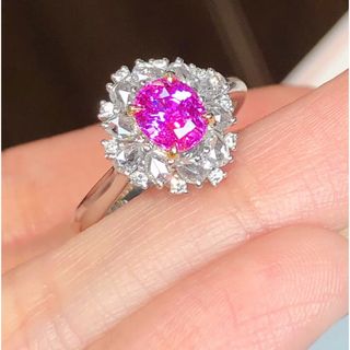 天然ピンク サファイア  ダイヤ リング1.13ct k18 ¥(リング(指輪))