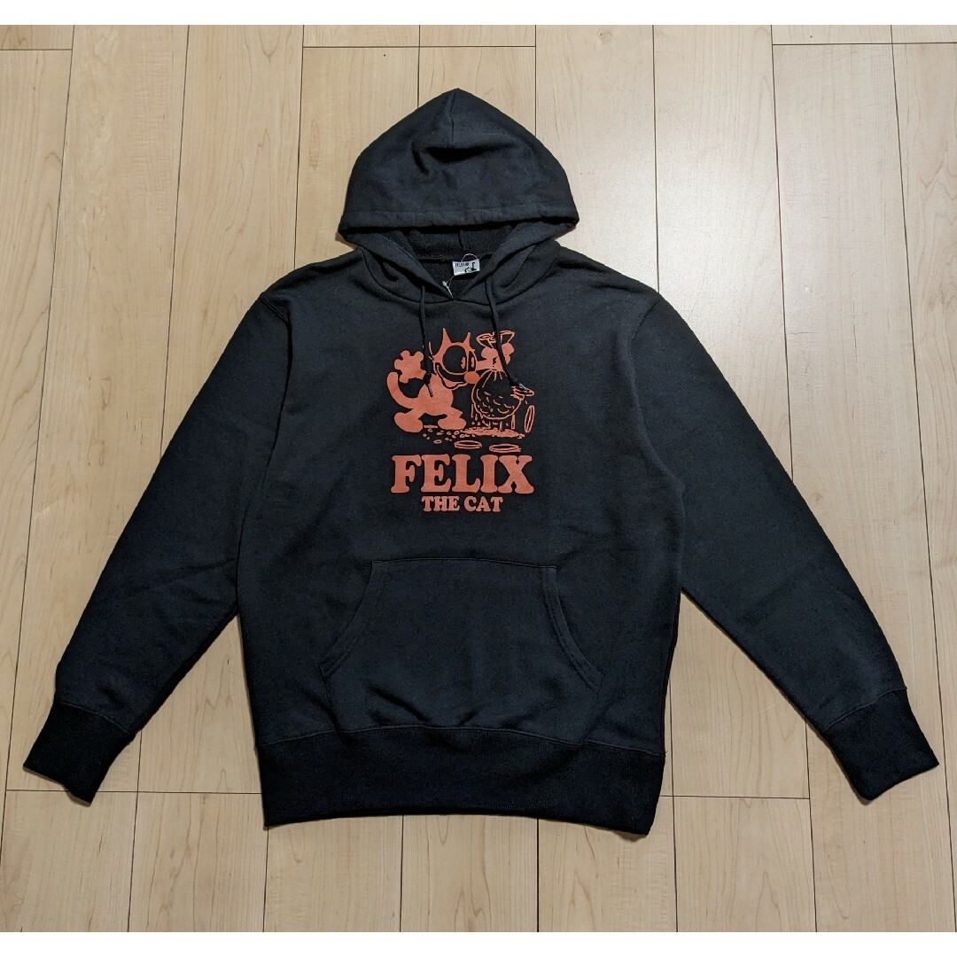 felix(フィリックス)のL 新品 FELIX THE CAT スウェットパーカー ブラック オレンジ メンズのトップス(パーカー)の商品写真