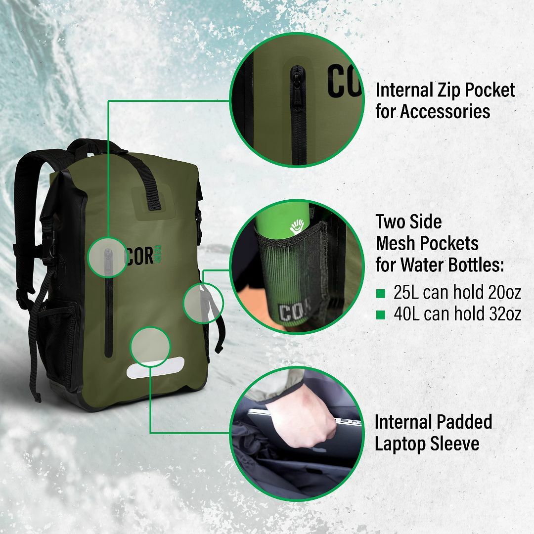 [COR Surf] 防水 リュックサック ノートパソコン用 パッドポケット付き