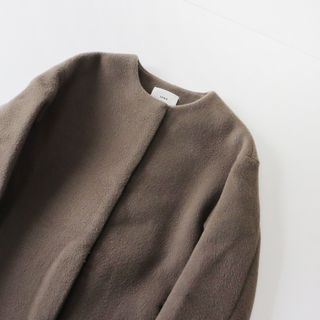 イエナ(IENA)の定価4.9万 2019AW イエナ IENA ラムウールノーカラーロングコート 34/ベージュ トップス 羽織り アウター カラーレス【2400013707374】(その他)